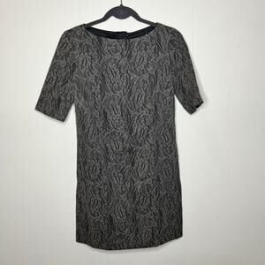 Adrianna Papell‎ Petite Black Short Sleeve Back Zip Lined Lace Shift Dress 2P